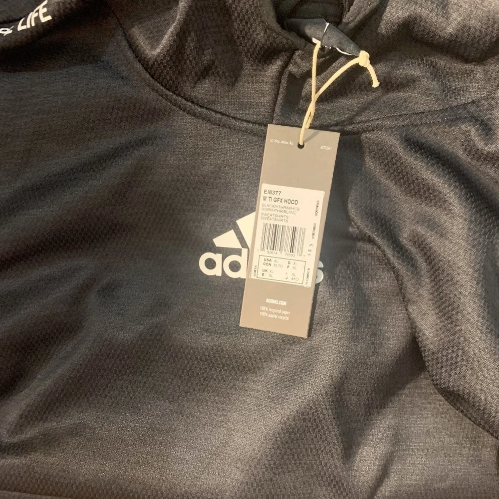LAST ONE!! New Mens Adidas Cozy Black Hoodie Sweatshirt